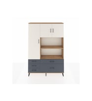 Arges Dolap 7 Raflı 5 Çekmeceli 3 Kapaklı 132x30x195 Çam-Aytaşı/Antrasit