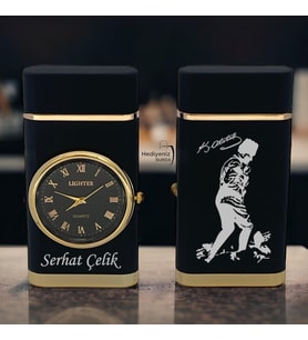 Kişiye Özel Atatürk Kocatepe Temalı Turbo Jet Işıklı Saatli Çakmak