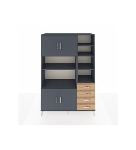 Hyperion Dolap 9 Raflı 4 Çekmeceli 4 Kapaklı 132x44x195 Antrasit-Antrasit/Çam