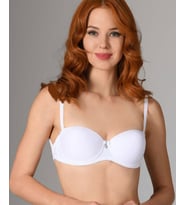 NBB Destekli Push-up Straplez Cuplı Basic Sütyen- 3520 (Beyaz)