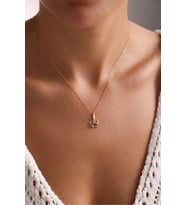 Pembe Taşlı Yengeç Kilitli Charm Kolye