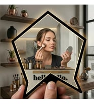 Kırılmaz Pleksi El Aynası 10X10Cm - Çanta Boyu Geometrik Tasarım - Kadın & Erkek Bakım Aynası