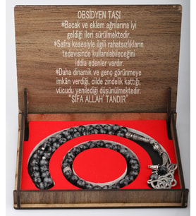 KUTULU 33 LÜ TESBİH BİLEKLİK SETİ OBSİDYEN