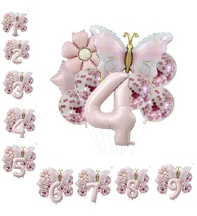 Gold Kelebek Papatyalı 4 Yaş Folyo Balon Set