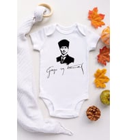Unisex Bebek Beyaz Atatürk Baskılı Çıtçıtlı Body