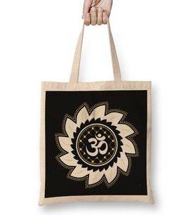 Ohm Symbol Yoga Ohm Indian Design Bez Çanta Uzun Saplı