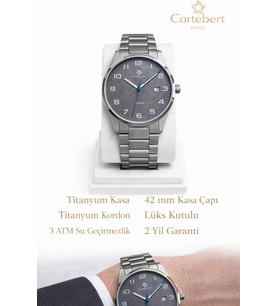 Cortebert Safir Cam Erkek Kol Saati Titanyum (Gümüş)
