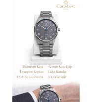 Cortebert Safir Cam Erkek Kol Saati Titanyum (Gümüş)