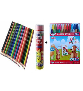 FATİH BOYA SETİ  (TÜPLÜ KURUBOYA 24 RENK+PASTEL BOYA 24 RENK )