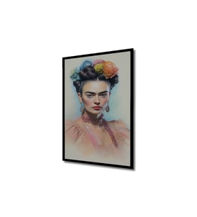 Çerçeve Görünümlü Dekoratif Ahşap Kare Frida Kahlo Tablosu Ev/Ofis/İşyeri/Salon/Mutfak/Banyo Tablo
