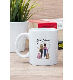 Beyaz Best Friends Baskılı Kupa Bardak