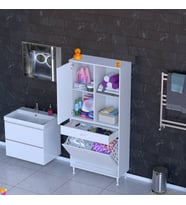 Modilayn AFRA 75x173x32,5cm 1 Çekmece, 2 Göz Sepet, 1 Kapak, 4 Raf Dar Alan Banyo Dolabı
