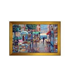 Manzara Temalı Kanvas Tablo 80 x 110 cm Gold Çerçeve