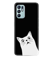 Oppo Reno 6 Kılıf Resimli Desenli Silikon Platinium Series Şaşkın Kedi 1900