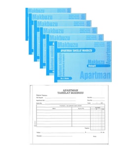 Apartman Tahsilat Makbuzu Otokopili 2/50 6 Adet Apartman Aidat Makbuzu 14x19 cm (Sarı-Beyaz)