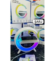 7 Renkli Bluetooth Hoparlör ve Kablosuz Şarjlı Led Gece Lambası (Krem)