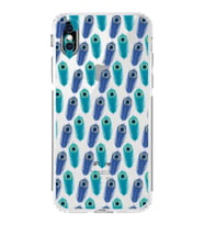 PrintiFy iPhone XS Max ile Uyumlu Nazar Boncuğu 4 Baskılı Kamera Korumalı Şeffaf Silikon Kılıf