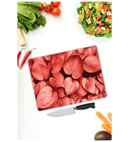 Pembe Yapraklar Cam Kesme  ve Sunum Tahtası 25 cm X 35 cm