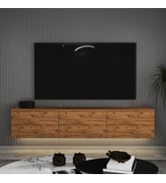 T0020 Alston 3 Kapaklı Duvara Monte Tv Ünitesi – LED Işıklı, Modern Tasarım, 160 cm (Atlantik Çam)