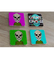 Kuru Kafa Game Over Doğal Taş Bardak Altlığı 4'lü set - Natural Stone Coasters
