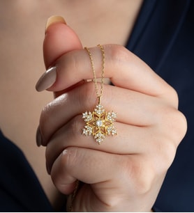 Saklı Takı 925 Ayar Gümüş Tektaşlı Kartanesi Kolye (Gold)