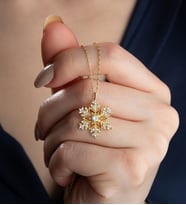 Saklı Takı 925 Ayar Gümüş Tektaşlı Kartanesi Kolye (Gold)