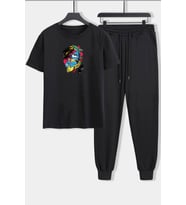 Unisex Crazy Banana Baskılı 2'li Eşofman Takımı (Siyah)