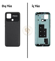 Poco C40 Siyah Arka Pil Kapağı Batarya Kapağı Lazer Kesim Back Cover