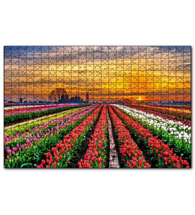 Cakapuzzle Hollanda'da Günbatımı ve Lale Tarlaları  Puzzle Yapboz MDF (Ahşap) (120 Parça)