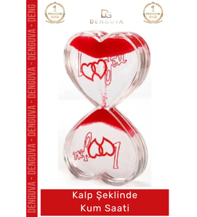 #KumSaati Romantik Tasarım I Love You Yazılı Dekoratif Hediye Ofis Kalp Şeklinde Jel Kum Saati