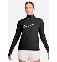Nike Dri-Fit Swoosh Mid Kadın Siyah Çeyrek Fermuar Kadın Spor Sweatshrit  (Siyah)