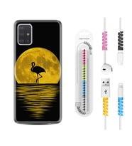 Samsung a71 A72 A73 A7 A9 2018 C7 C9 Kılıf Kablo Koruma Spiral Silikon Ay ve Flamingo 1775