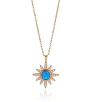 925 Ayar Gümüş Opal Taşlı Kuzey Yıldızı Gümüş Kadın Kolye (Rose - Gold)