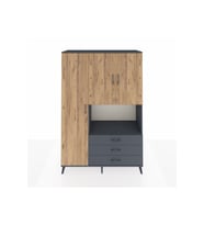 Hyperion Dolap 6 Raflı 3 Çekmeceli 3 Kapaklı 132x44x195 Antrasit-Çam/Antrasit