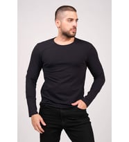 Giyim Dünyası Erkek Sıfır Yaka Uzun Kol Basic T-Shirt Lacivert