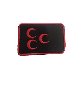 Single Sword Nakış Patch - Üç Hilal Peç KIRMIZI-SİYAH