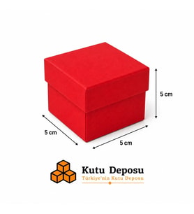 5x5x5 cm Tam Kapaklı Takı Kutusu - Kırmızı (DEMONTE)