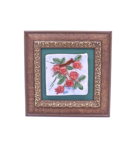 Seramik Nar Ağacı Duvar Tablosu 20 cm x 20 cm (Ahşap)