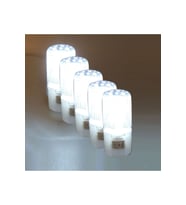 5'li Beyaz LED Gece Lambası, Tasarruflu ve Işıklı Fişli Düğmeli Set (Krem)