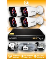 ELITCAM 4 Kameralı Kare 4 Dış Kamera Set 100 GB HDD Full HD Gece Görüşlü Güvenlik Kamerası Sistemi
