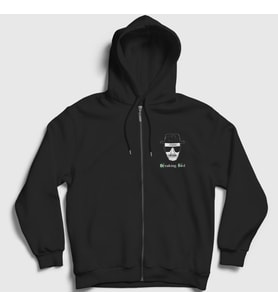 Presmono Unisex Siyah Heisenberg V2 Breaking Bad Fermuarlı Kapüşonlu Sweatshirt 184861tt