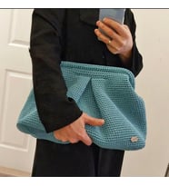 Büyük Mavi Clutch, El Yapımı XXL El Çantası, Hediyelik Şık Çantalar