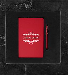 Kişiye Özel Lüks Kutulu Deri Defter & Kalem Hediye Seti LK126