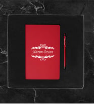 Kişiye Özel Lüks Kutulu Deri Defter & Kalem Hediye Seti LK126