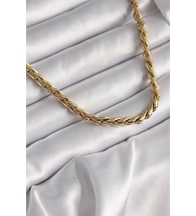 Çelik Gold Renk Arpa Zincir Model Kadın Kolye (Sarı)