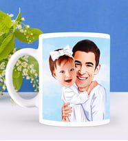 BK Gift Kişiye Özel Baba Kız Karikatürlü Beyaz Kupa Bardak-1