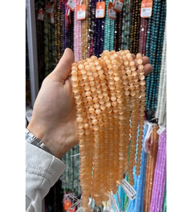 Selenit Taşı Küre Kesim Turuncu 8mm Doğal Taş Dizi