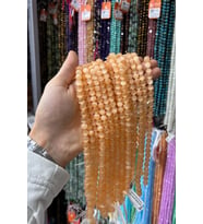 Selenit Taşı Küre Kesim Turuncu 8mm Doğal Taş Dizi