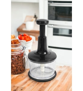 Büyük Paslanmaz Çelik Bıçaklı Üstten Basmalı El Rondosu Blender Soğan Sebze Doğrayıcı