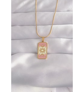 316L Çelik Gold Renk Karışık Mineli Ay Figür Tarot Kolye